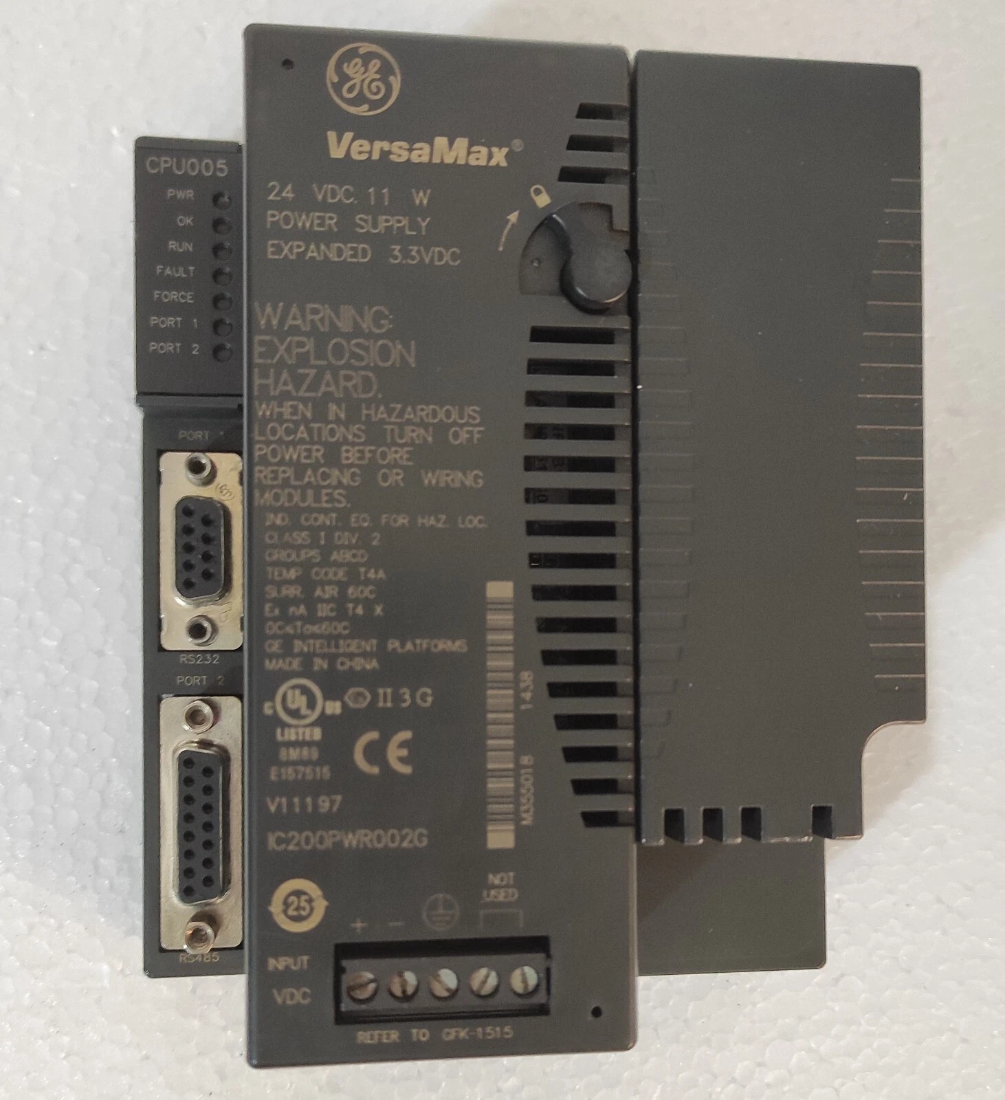 GE FANUC cpu005 / CPU005 WITH IC200PWR002G VERSAMAX POWER SUPPLY 24VDC 11W